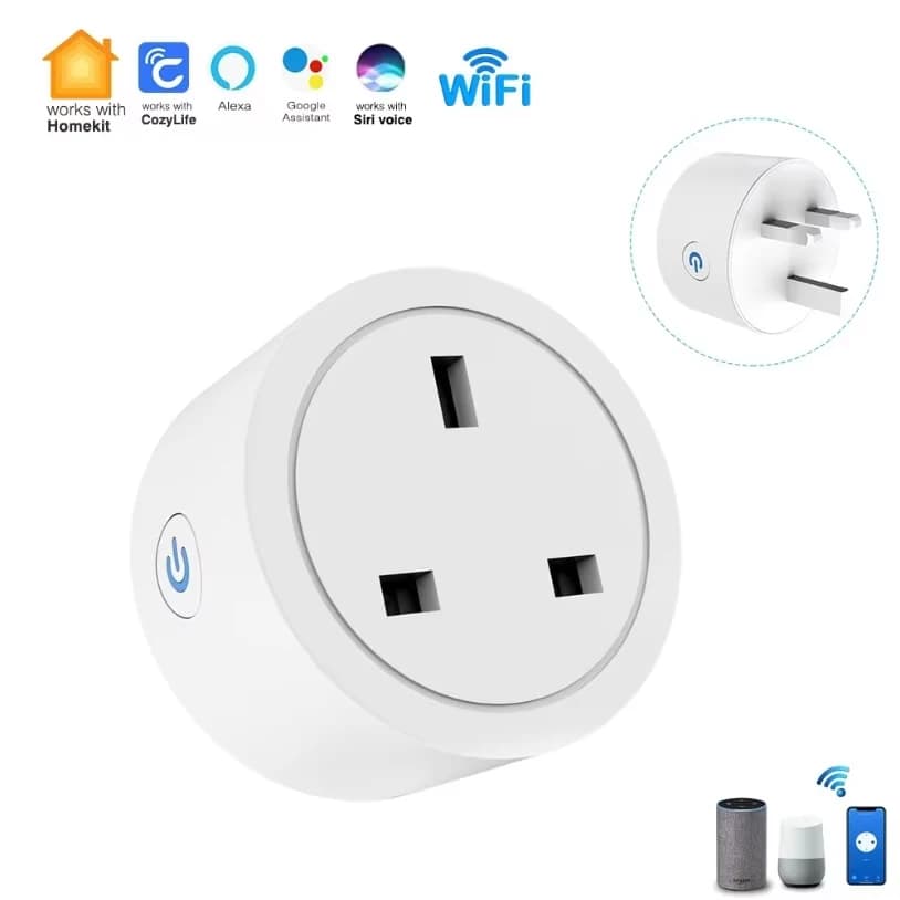 Smart socket adapter WIFI Homekit 16A/20A UK for smart home, compatible with Apple Siri, Alexa, Google Home, Cozylife