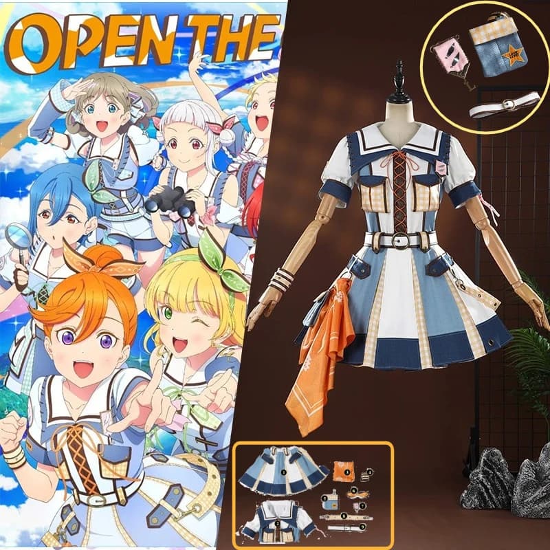 Love Live! Cosplay Superstar Liella 7th Live Tour Costume, Shibuya Kanon Performance Blue Dress for Women, Halloween