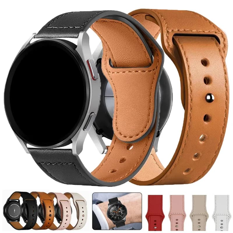 leather watch strap for Samsung Galaxy watch 6/5/pro/4/Classic/Active 2 20mm 22mm huawei watch gt 4-2-3 pro band