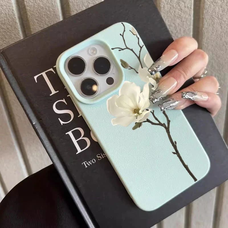 A White Magnolia Flower Soft TPU Case for iPhone 17 16e 15 14 13 12 11 X XR XS MAX 16 Pro Max Plus 17 Air Shockproof Phone Cover