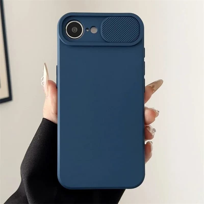 Custodia per telefono antiurto con protezione per obiettivo fotocamera scorrevole per iPhone 16E 15 14 Plus 13 12 Mini 11 16 Pro Max Custodia morbida per paraurti in silicone