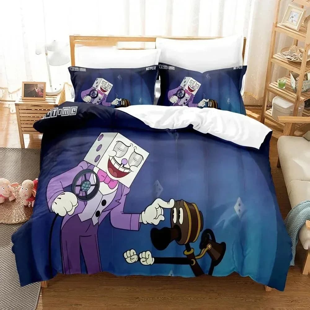 Set di Biancheria da Letto Stampato in 3D Cuphead, Copripiumino, Lenzuolo, Federe, Set Completo per Letto Matrimoniale, Queen, King Size, per Camera da Letto
