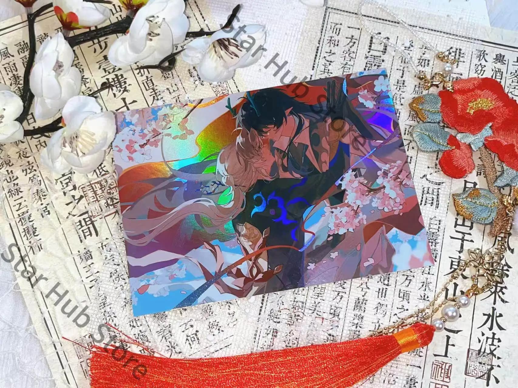 Honkai: Star Rail Dan Heng Imbibitor Lunae Blade Postcard Instant Camera Clear Card Double Flash Badge Cosplay Colleagues Gifts