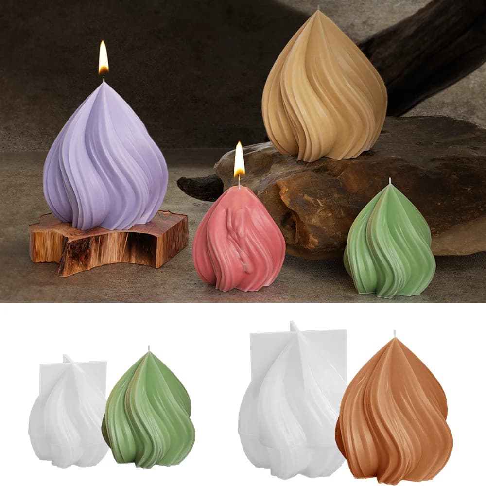 Stampo in Silicone a Spirale a Goccia d'Acqua per Candele, Gesso Aromaterapico Fai da Te, Sapone Artigianale, Resina Epossidica per Creazione Candele, Decorazioni per la Casa e Artigianato