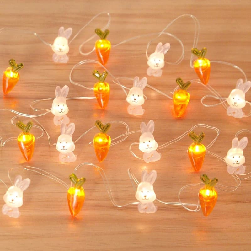 2M 20LED Easter Rabbit String Light carota pulcino Eggs Fairy Light Garland Happy Easter Party Decoration For Home Kids Gift 2024