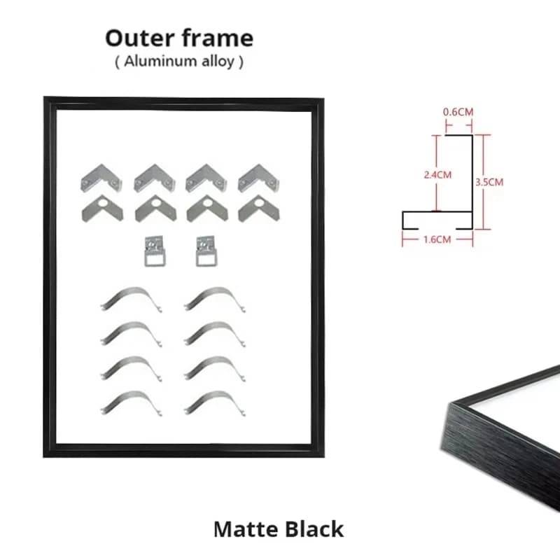 Black matt 40 cm Picture on small canvas Metal and aluminum frame Wall art for wedding Birthday Photo Poster Home decoration