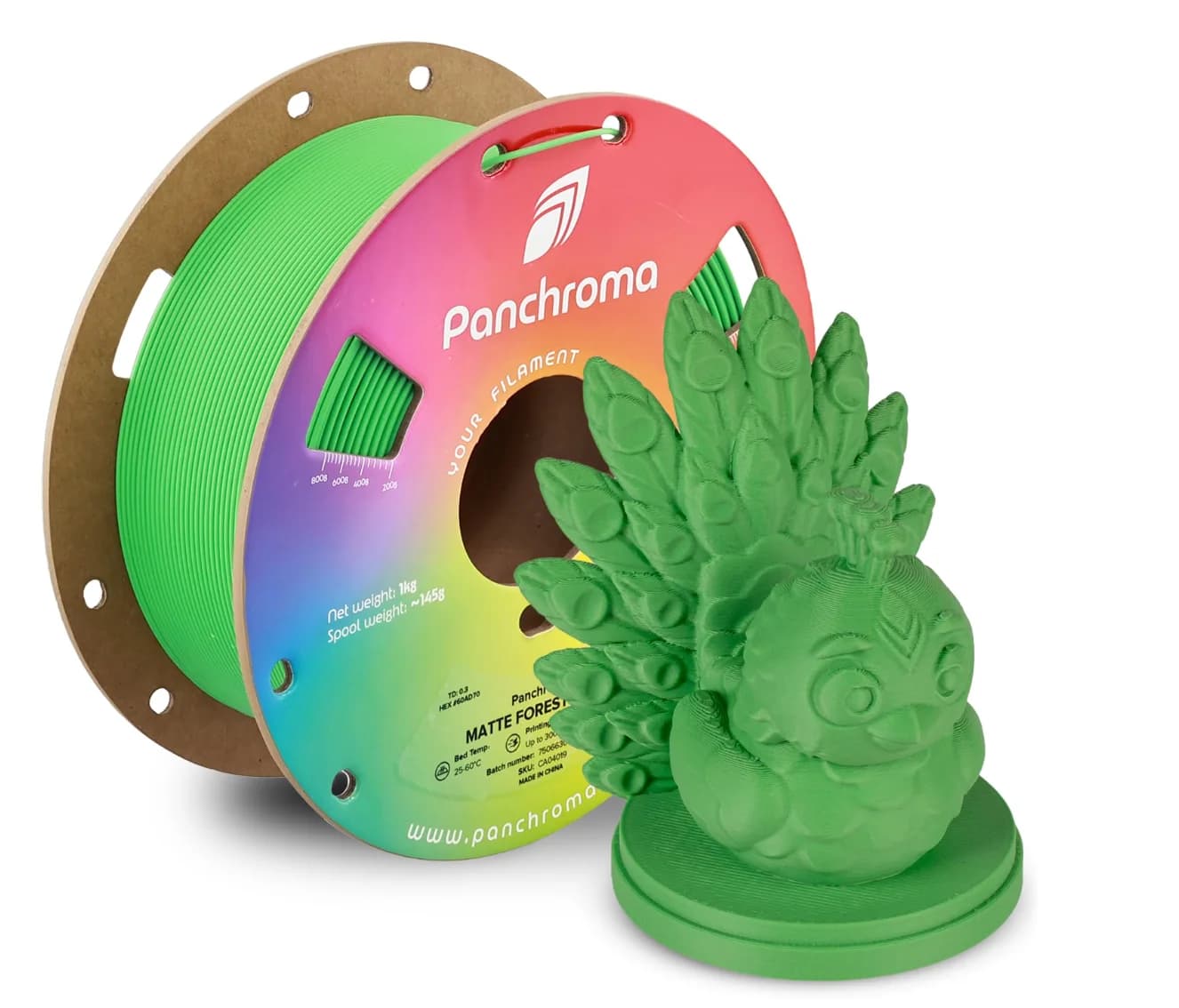 Filament PLA Opaco Polymaker Panchroma, Green Forest 1.75mm 1kg for 3D Printing Compatible with Most FDM Printers