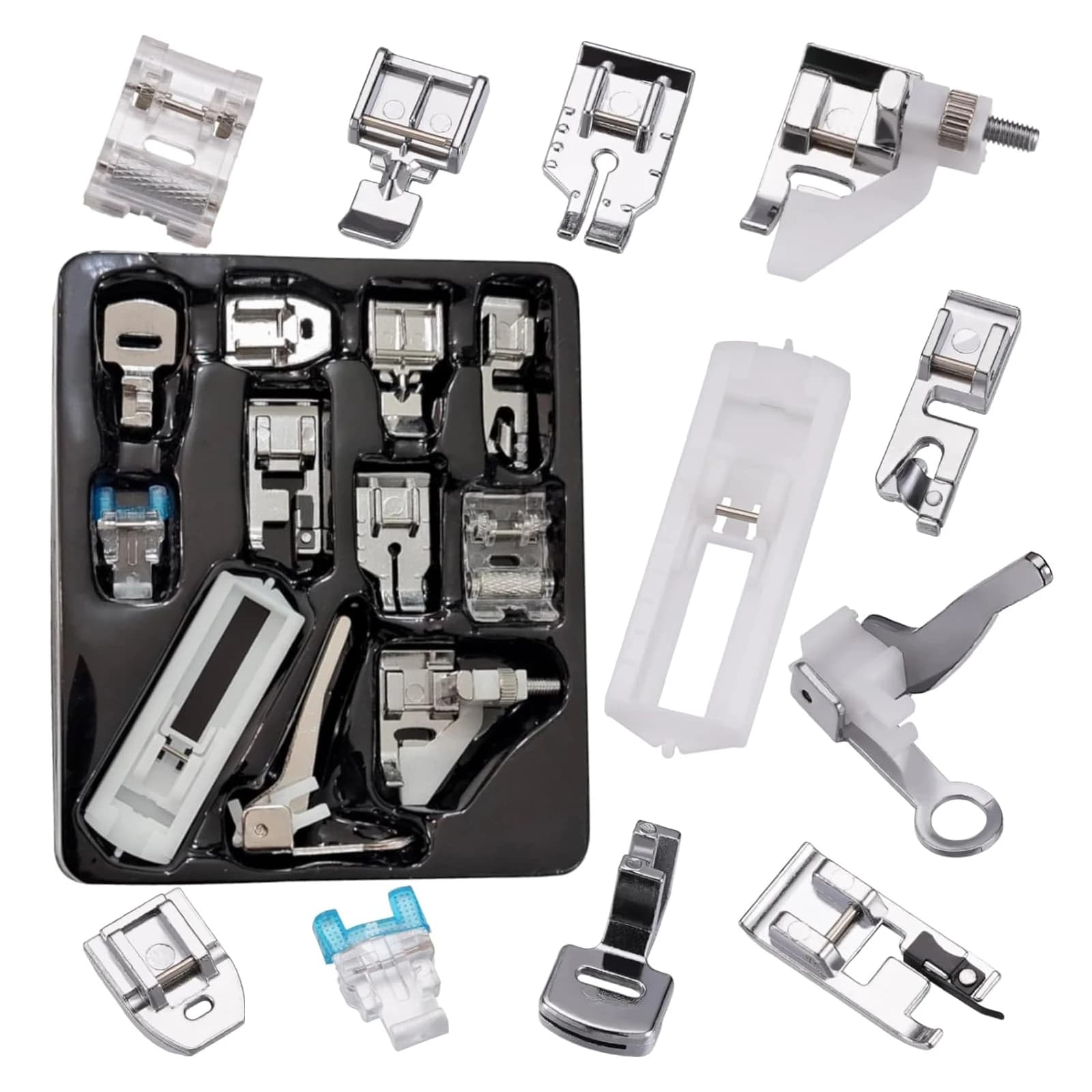 Kit di piedini a pressione multifunzionali da 11 pezzi per Singer, Brother, Janome, Juki, Kenmore, accessori per macchine da cucire a gambo basso