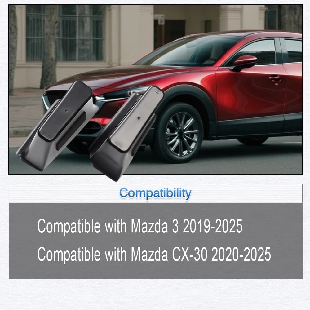 2pcs Auto Maniglia Della Porta Anteriore Organizzatore Vassoio con Tappetino Antiscivolo Per Mazda 3 2019-2025 CX-30 2020 2021 2022 2023 2024 2025