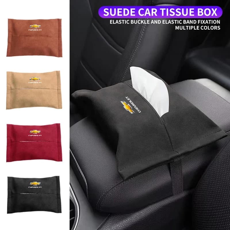 Logo dell'auto Scatola del tessuto Sacchetto di immagazzinaggio della carta Accessori dell'organizzatore per Chevrolet Colorado Cruze Spark Captiva Malibu Trax Aveo Camaro