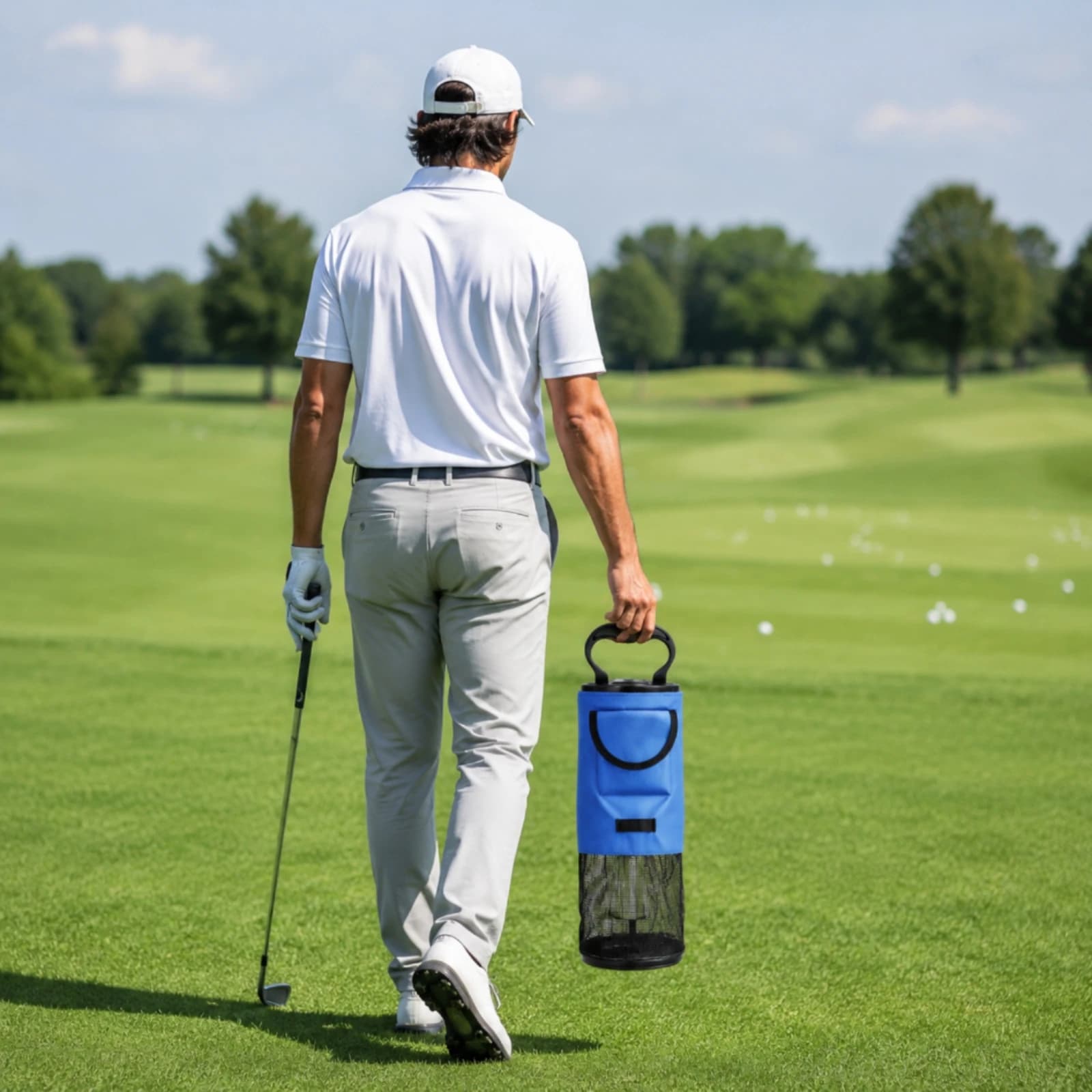 Golf Ball Retriever with Collection Bag Lightweight Golf Ball Retriever with Aluminum Shaft High Capacity Long-Handled