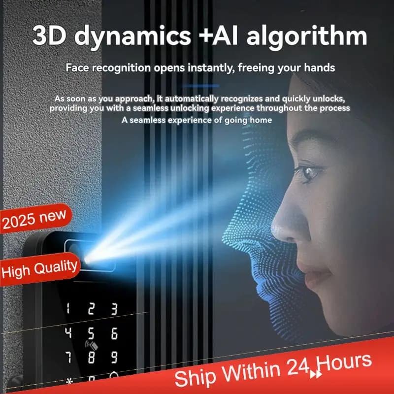 AC18 (Garantizzato) Tuya Wifi Smart Door Lock Controllo APP Riconoscimento facciale Impronte digitali Scheda RFID Password Impermeabile