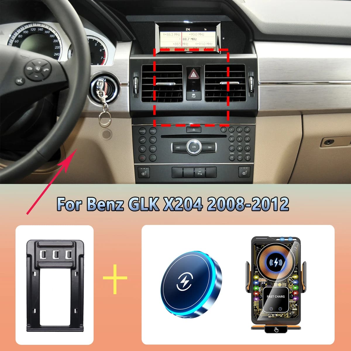 Car Phone Holder For Mercedes Benz GLK X204 2008 2009 2010 2011 2012 Magnetic Wireless Charger Car Phone Fixed For Magsafe Mount