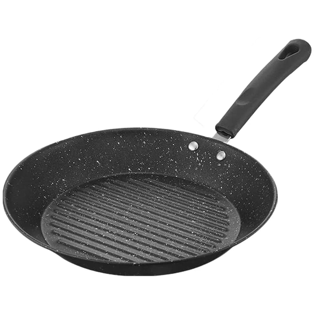 23x23cm Carbon Steel Frying Pan with Maifan Stone Coating for Gas Induction Electric Stoves Nonstick Flat Bottom Cookware
