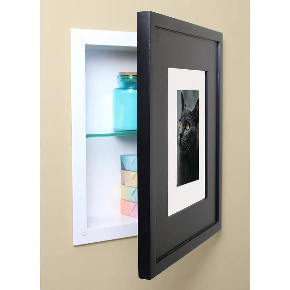 11x14 hanger cabinet with frame without mirror for bathroom, from recess to wall, produced in North America, real wood