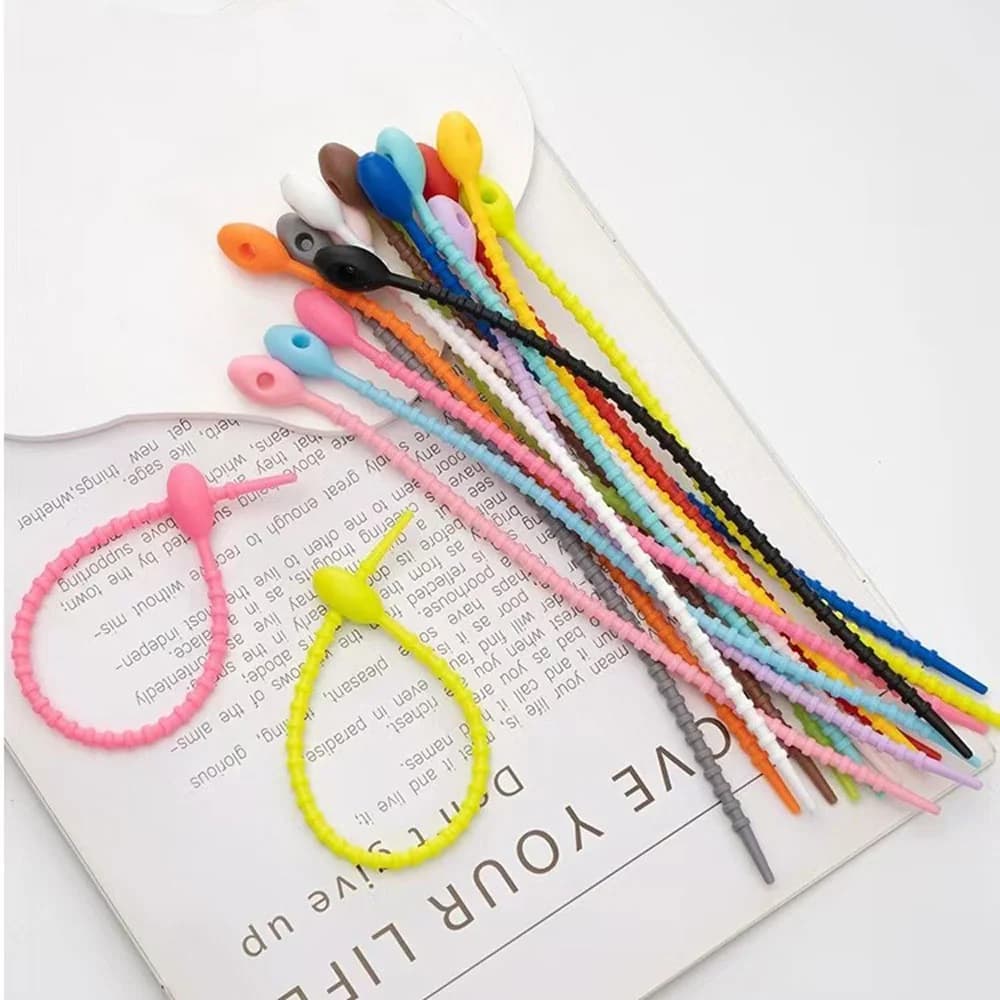 vvocci Multi Color Silicone Reusable Bag Ties Twist Wire Fasten 10Pcs/Lot Cable Zip Tie Headset Data Line Universal Accessories