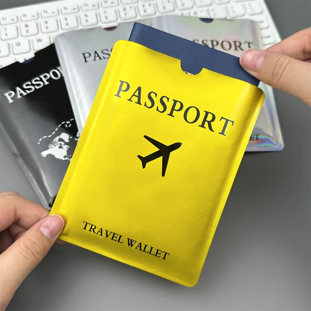 Set di 5 Custodie Protettive Antimagnetiche per Passaporto, Borsa Antifurto in Alluminio, Porta Passaporto con Protezione RFID