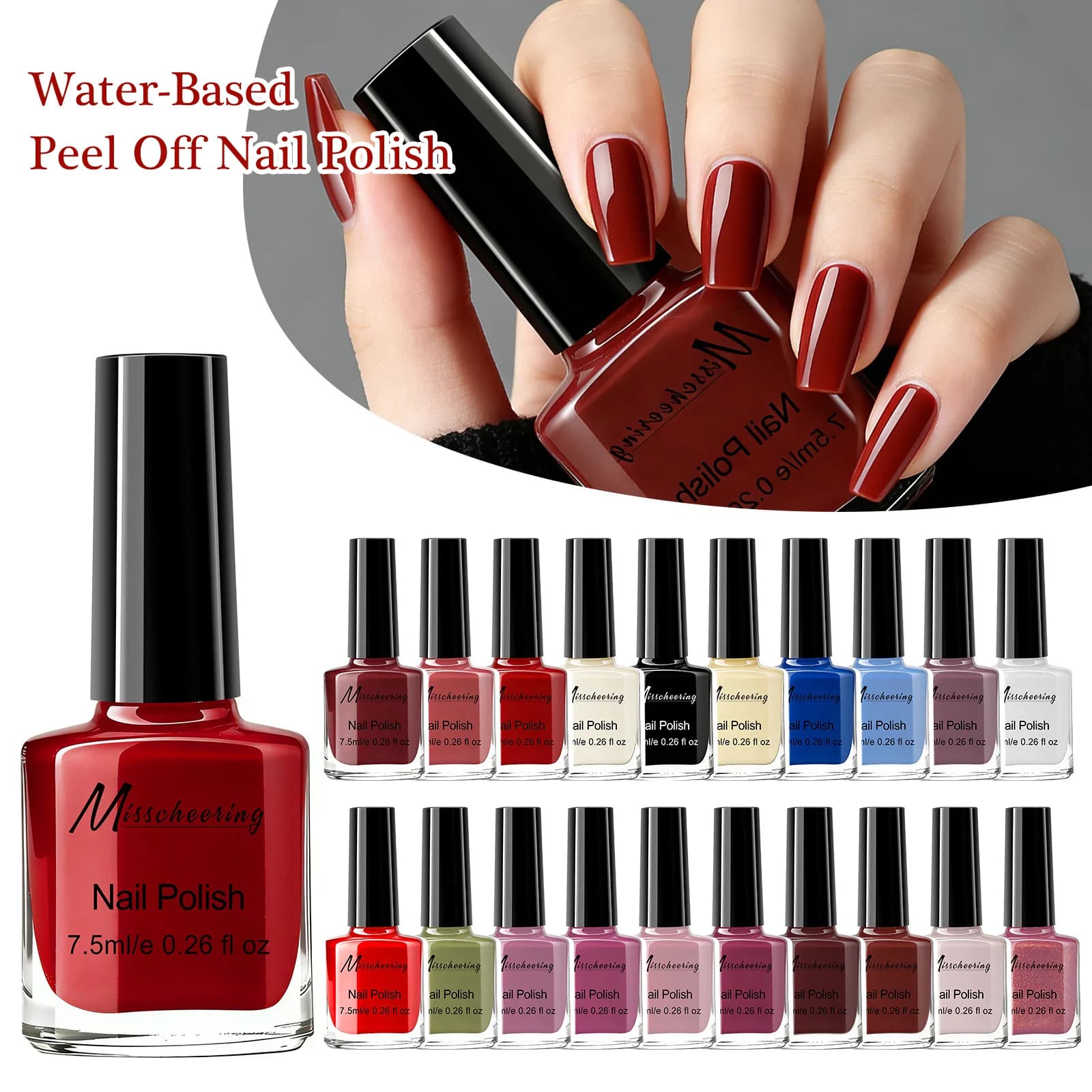 Smalto per Unghie Strappabile in 20 Colori, Senza Cottura, con Glitter e Paillettes, Lunga Durata, Sano, ad Asciugatura Rapida, Nude, per Manicure alla Moda