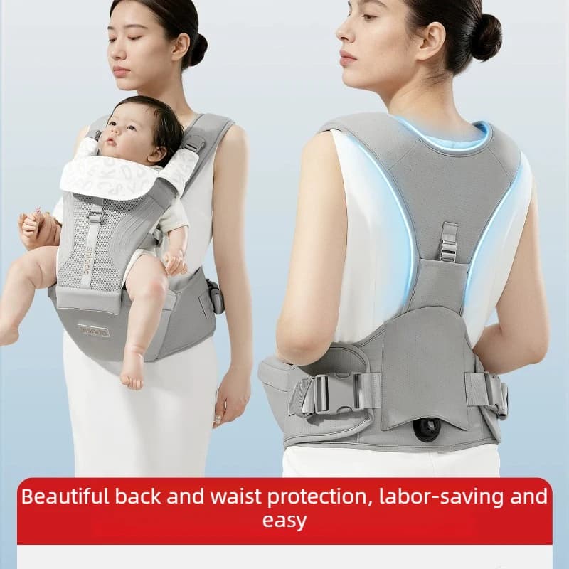 Marsupio Leggero con Seduta Ergonomica, Utilizzabile in Tutte le Stagioni, Dispositivo Multifunzionale per il Trasporto Frontale di Neonati, Traspirante