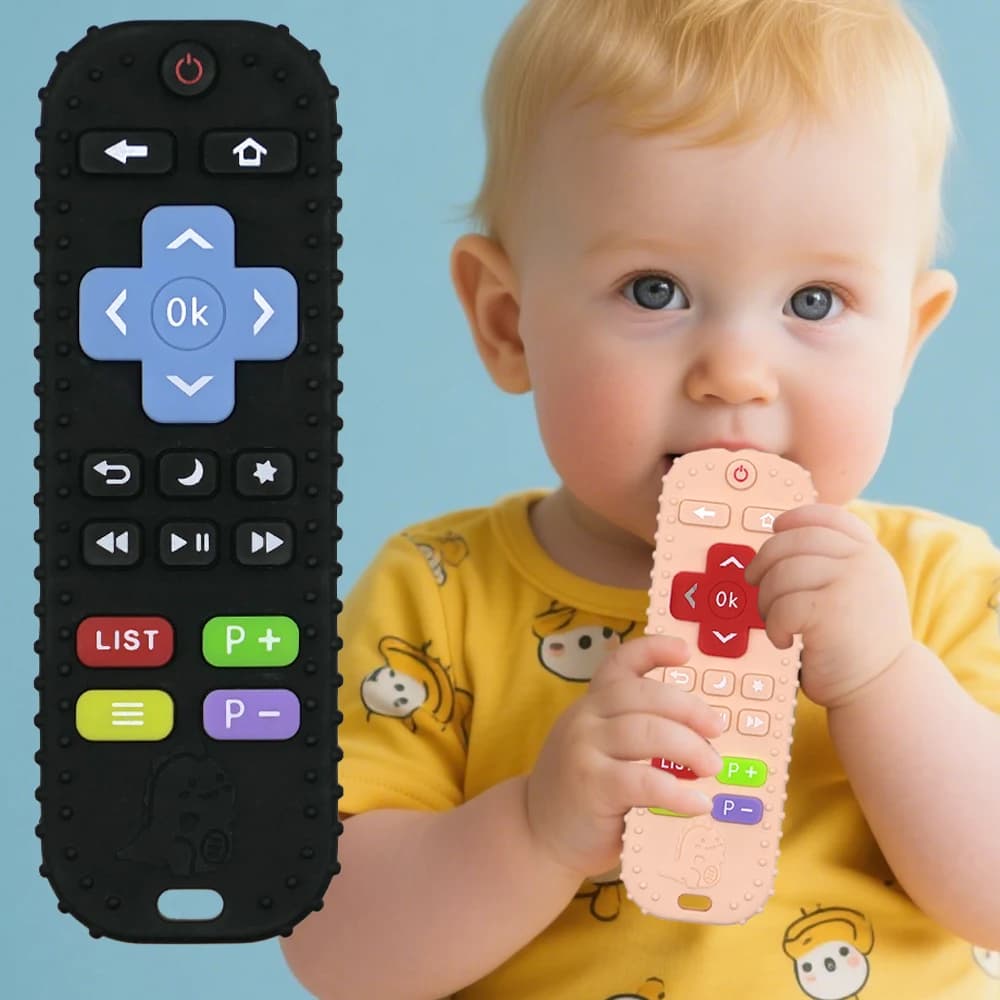 Kids Toys Silicone Remote Control Teether Sensory Cute Cartoon Toys Gifts for Boys and Girls
