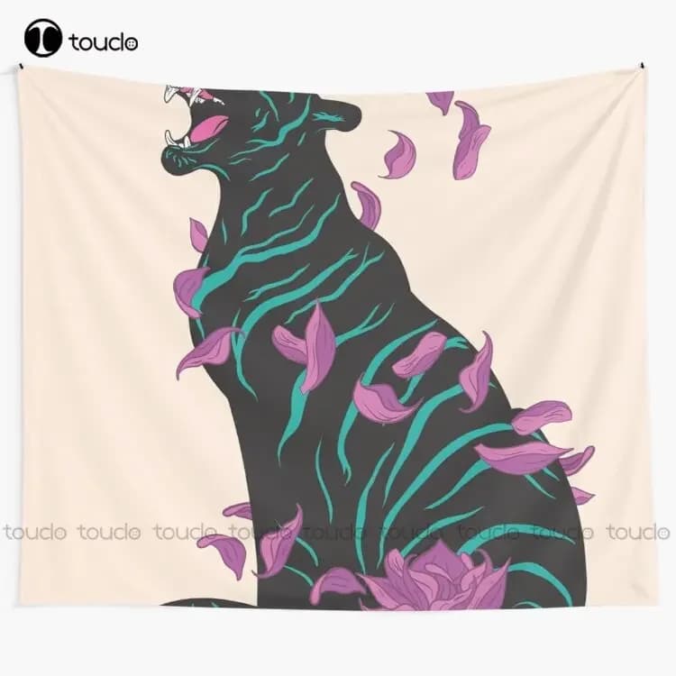 Black Tiger Animal Animals Wild Nature Tiger Big Cat Tapestry Funny Wall Tapestry Blanket Tapestry Bedroom Bedspread Decoration