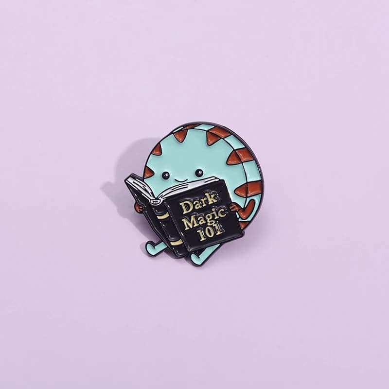 Cute cartoon Read books Glazed Spille Adventure Time Creative Spilles Lapel Design Dresses Collar Backpack Jewelry Accessories