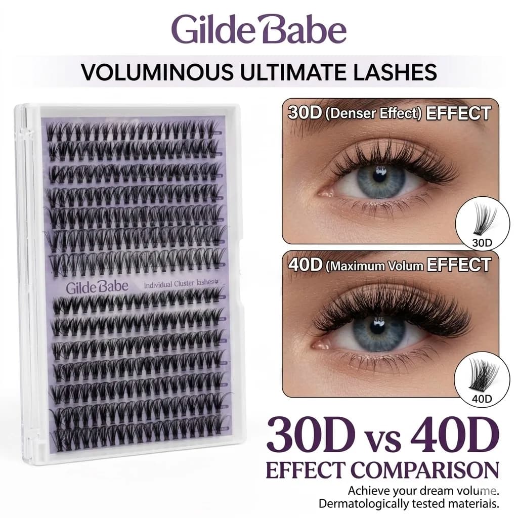 Extension ciglia fai da te Gilde Babe 14 file, ciglia individuali 30D 40D a ciuffetti, curvatura D, 9-16mm, ciglia effetto fata per il trucco quotidiano