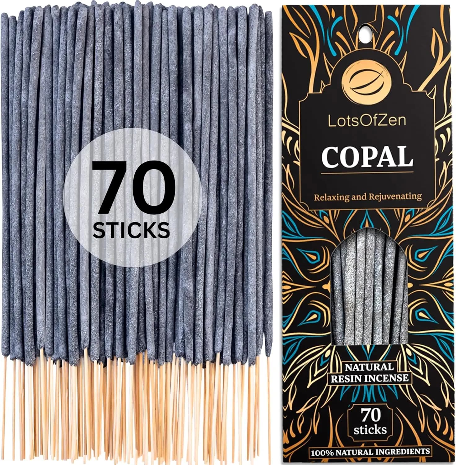 Bastoncini di incenso Copal bianco (confezione da 70) – Kit per fumigazione con resina naturale a lunga durata per purificazione, meditazione e rinfrescamento energetico domestico