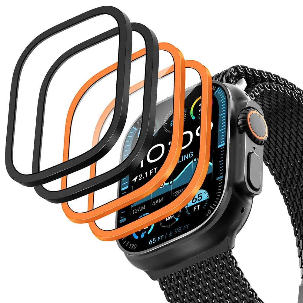2 pcs titanium metal frame for Apple Watch Ultra2 49mm anti-scratch film accessories series Ultra protection screen