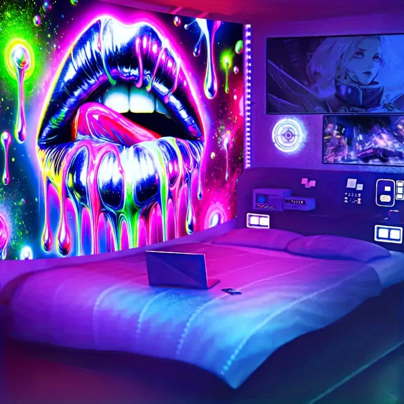 VIKAMA Psychedelic Star Lips Arazzo Gradiente Soggiorno Decorazione della stanza Netroot Coffee Shop Decorazione Arte Sfondo Muro