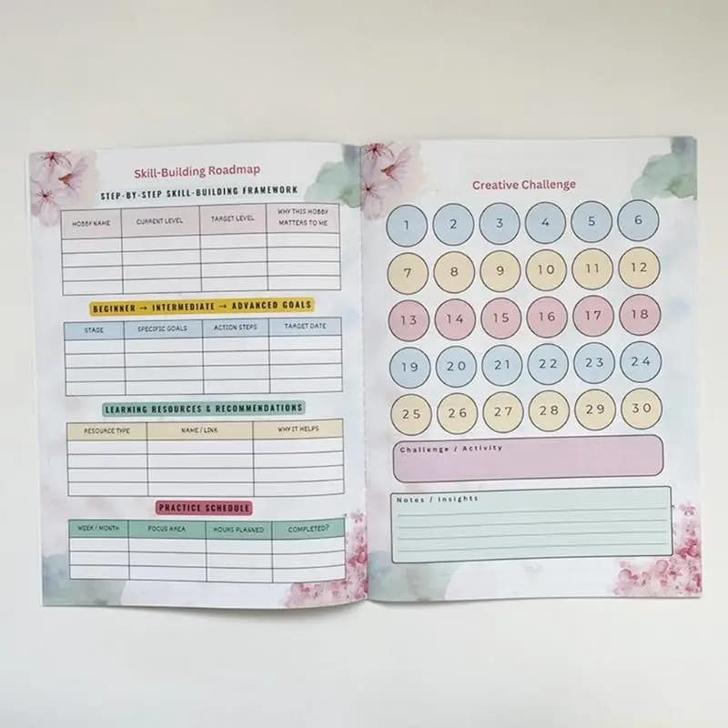 Quaderno per hobby da donna 2026, quaderno esercizi multifunzionale per hobby con pagine a quadretti a righe bianche per