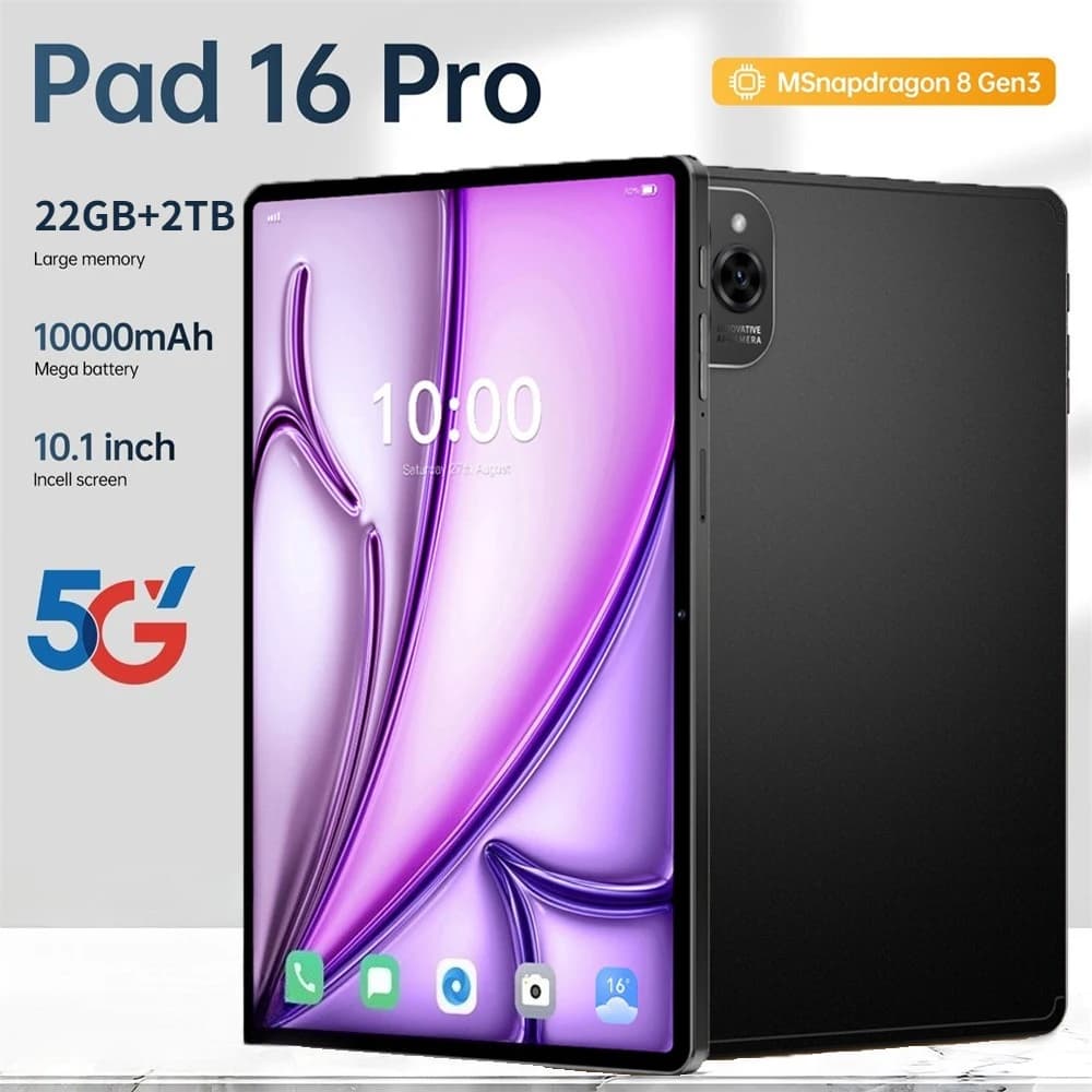 Global New Pad 16 Pro Tablet Originale da 10.1 pollici Android 15 Snapdragon 8 Gen3 Tablet PC 22GB + 2TB 10000mah 5G Dual SIM Tab Tablet