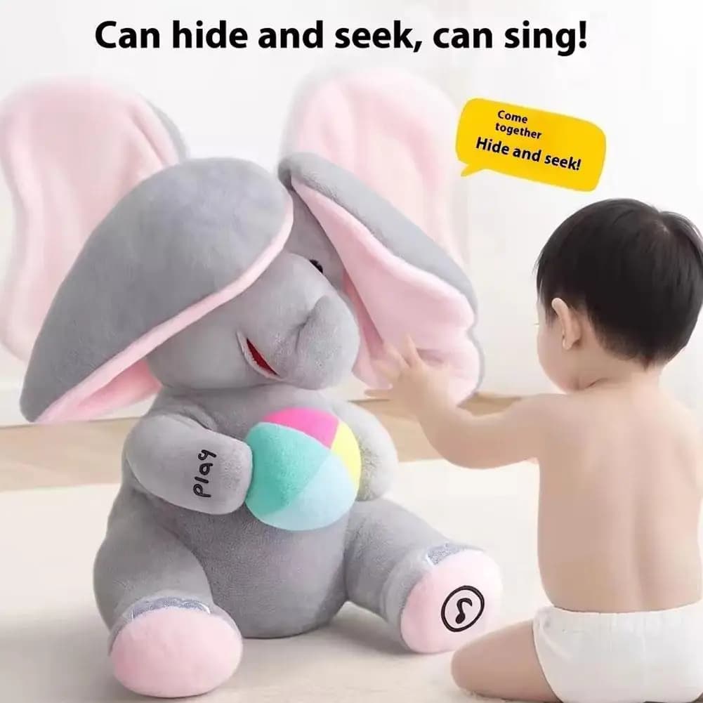 Peluche Elefante 2026 con Orecchie Mobili e Canzoni Allegre, Giocattolo Morbido e Rilassante per Neonati, Regalo di Natale