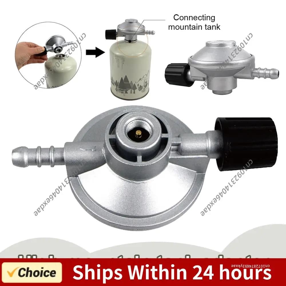 Low Consumption Gas Regulator with Adjustable Valve for Tanks and 7/16 Barb Pipe Connection for Camping, Grills and Stoves