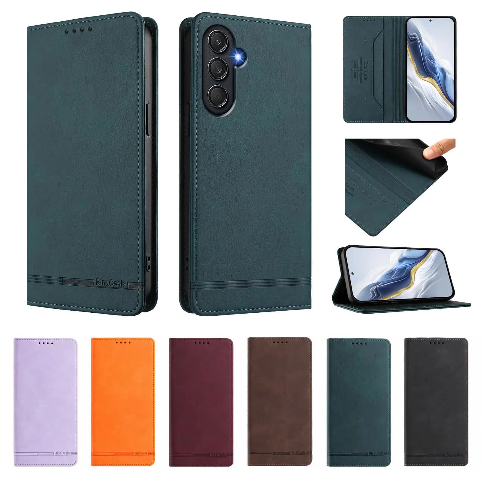 Custodia a Portafoglio in Pelle con Cover per Telefono per Samsung Galaxy M62 M56 M55 M54 M53 M52 M36 M35 M34 M33 M32 M23 M15 M13 M12 M10