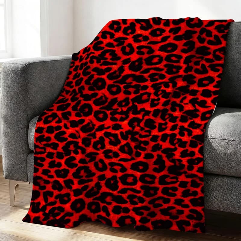 Coperta in flanella con stampa leopardata — Plaid con stampa leopardata; Adatta per divani, letti, uffici, viaggi; Un'ottima idea regalo