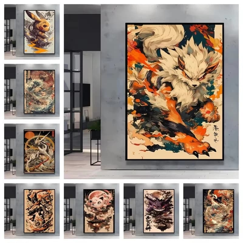 Kit Mosaico 5D Diamond Painting Pokemon Arcanine Pikachu, Decorazione Murale Fai da Te, Regalo Artigianale