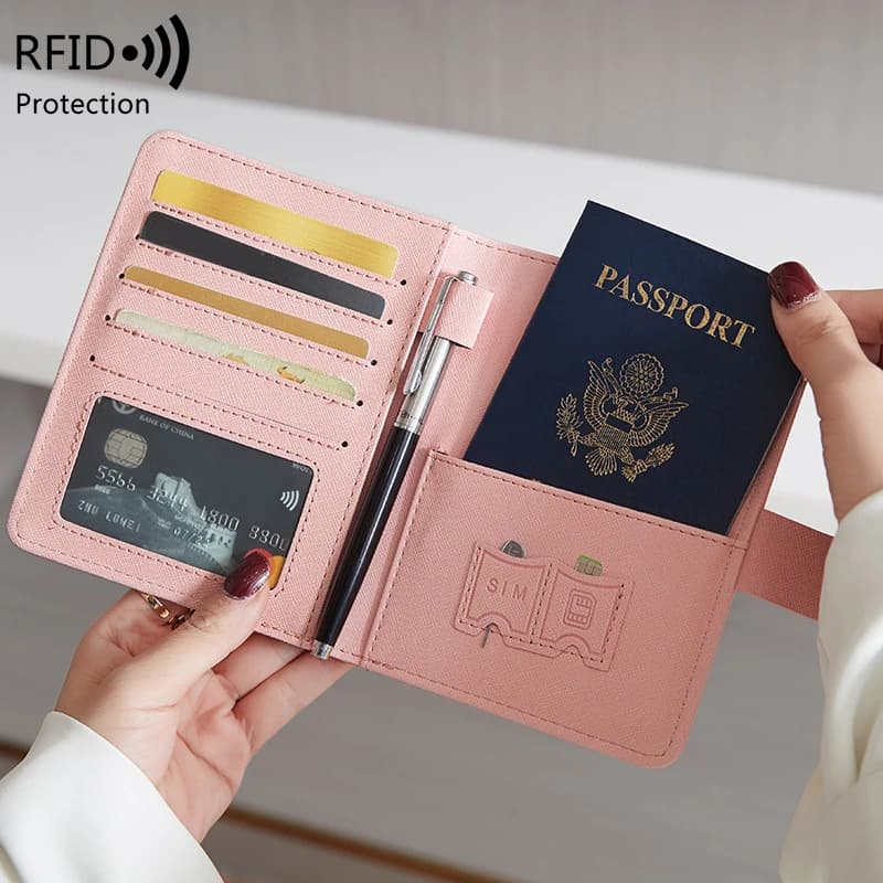 Multifunctional RFID passport holder PU Leather ID card bank card passport bag Unisex travel accessories