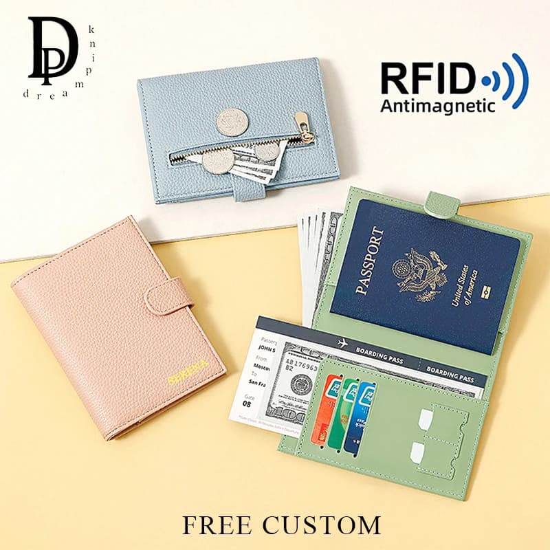 Portafoglio per passaporto da viaggio di lusso Porta carte con nome personalizzato multifunzione Porta passaporto personalizzato per viaggi d'affari per aeroporto RFID