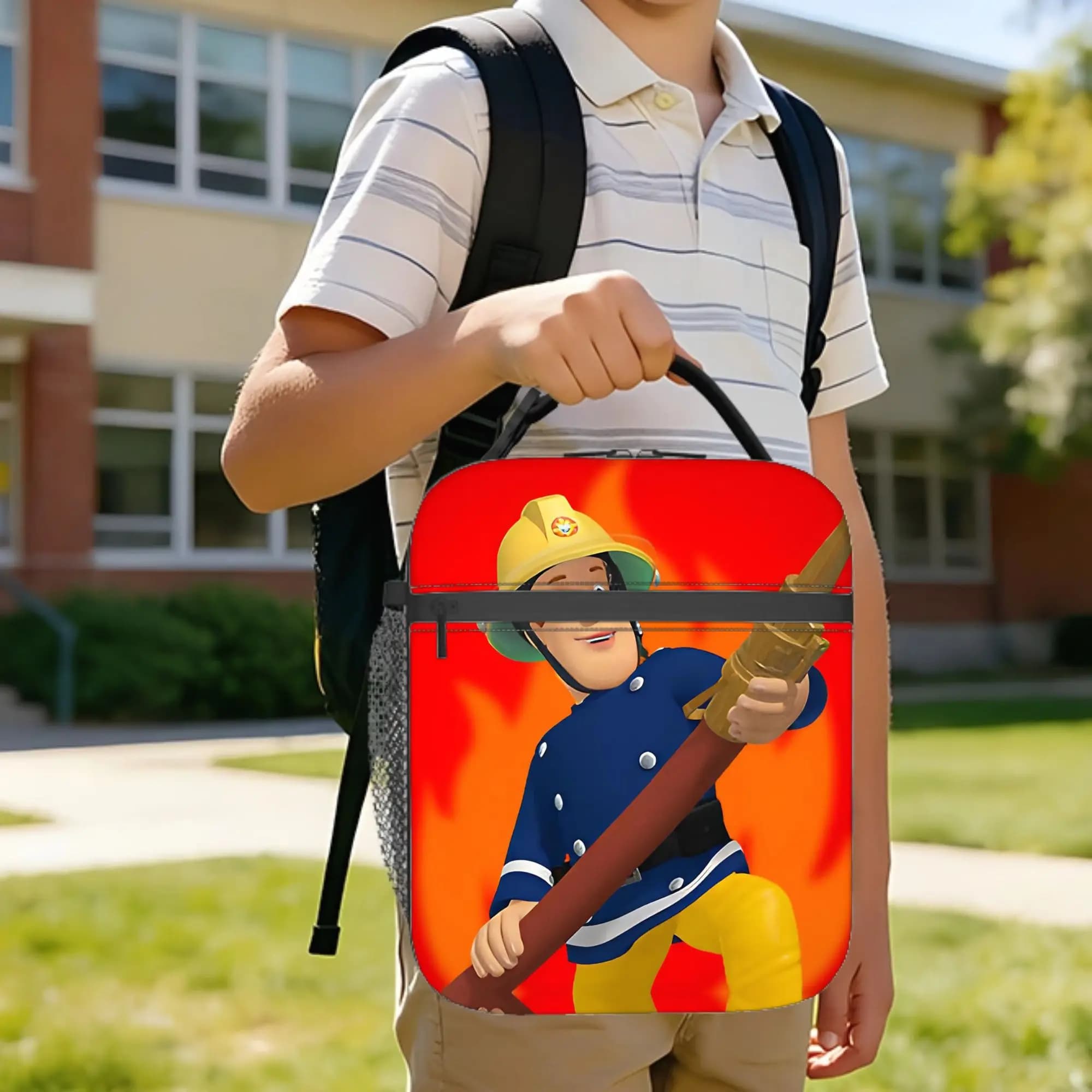 Borsa termica per il pranzo Firemans Sams, grande contenitore per il pranzo con cartoni animati dei vigili del fuoco, borsa termica per il pranzo, borsa per il lavoro, borsa per alimenti da esterno