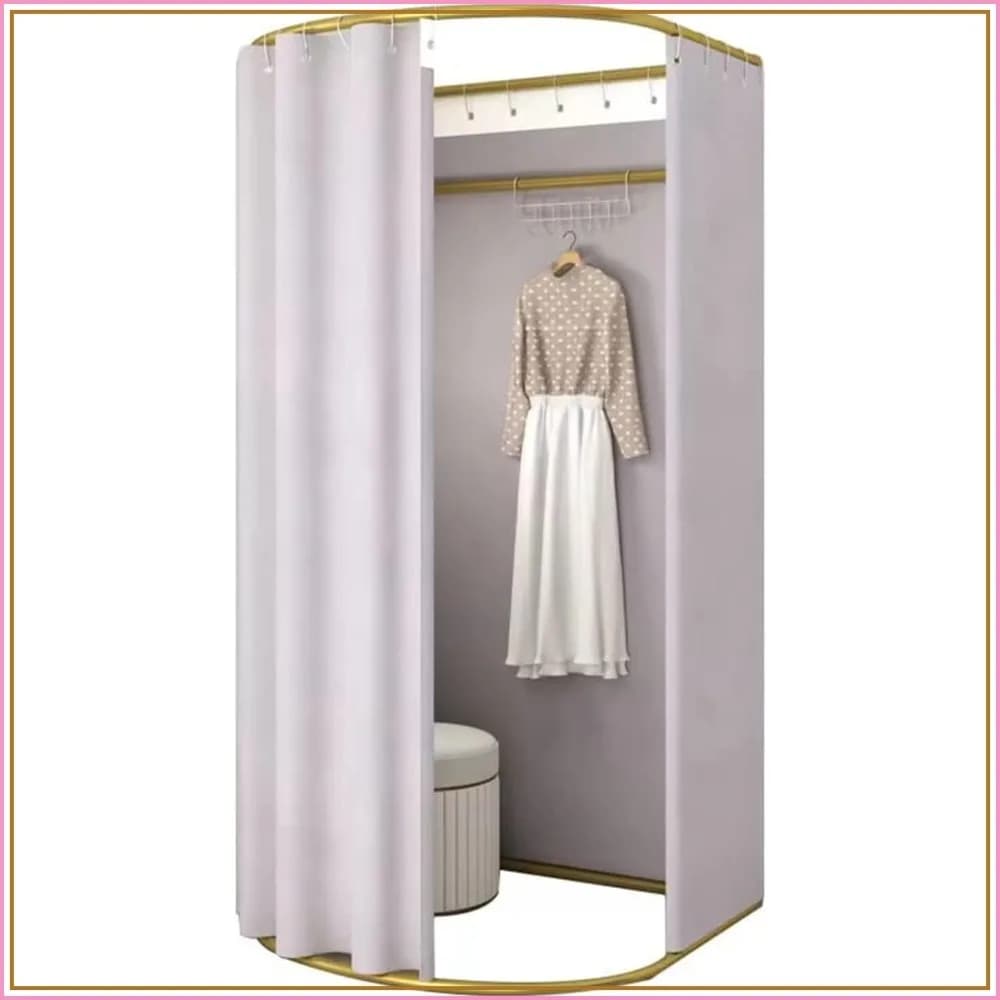 Portable Fitting Room with Shading Curtain, Foldable Privacy Dressing Room for Mall, Temporary Mobile Room, 200x100x95cm