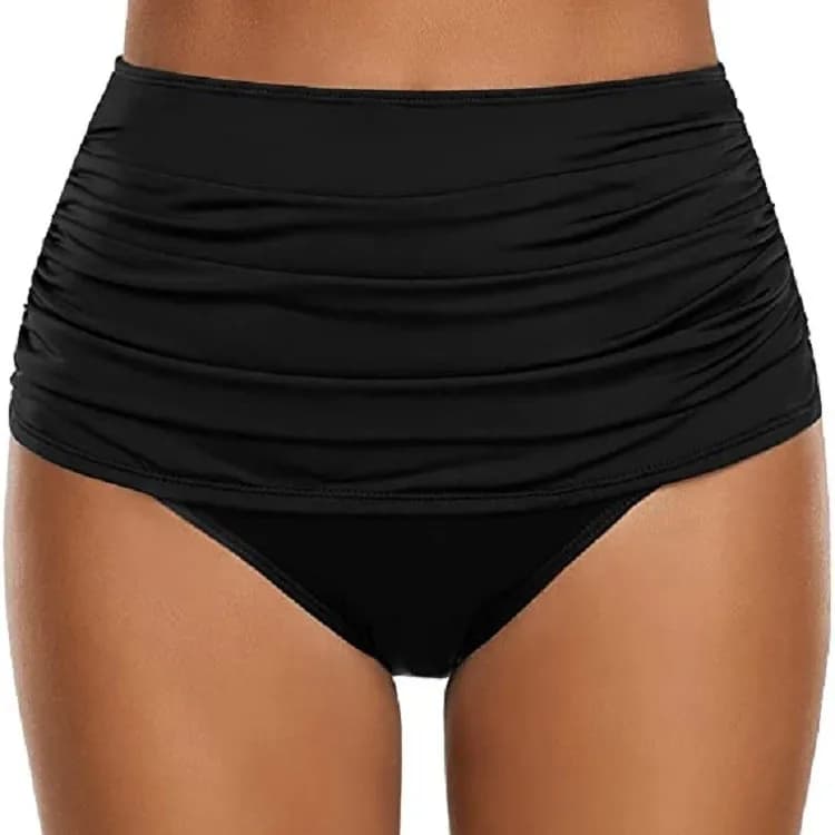 Costumi da bagno da donna: Pantaloncini da nuoto a vita alta neri, pantaloncini da bagno blu navy push-up, pantaloncini da spiaggia tankini tinta unita