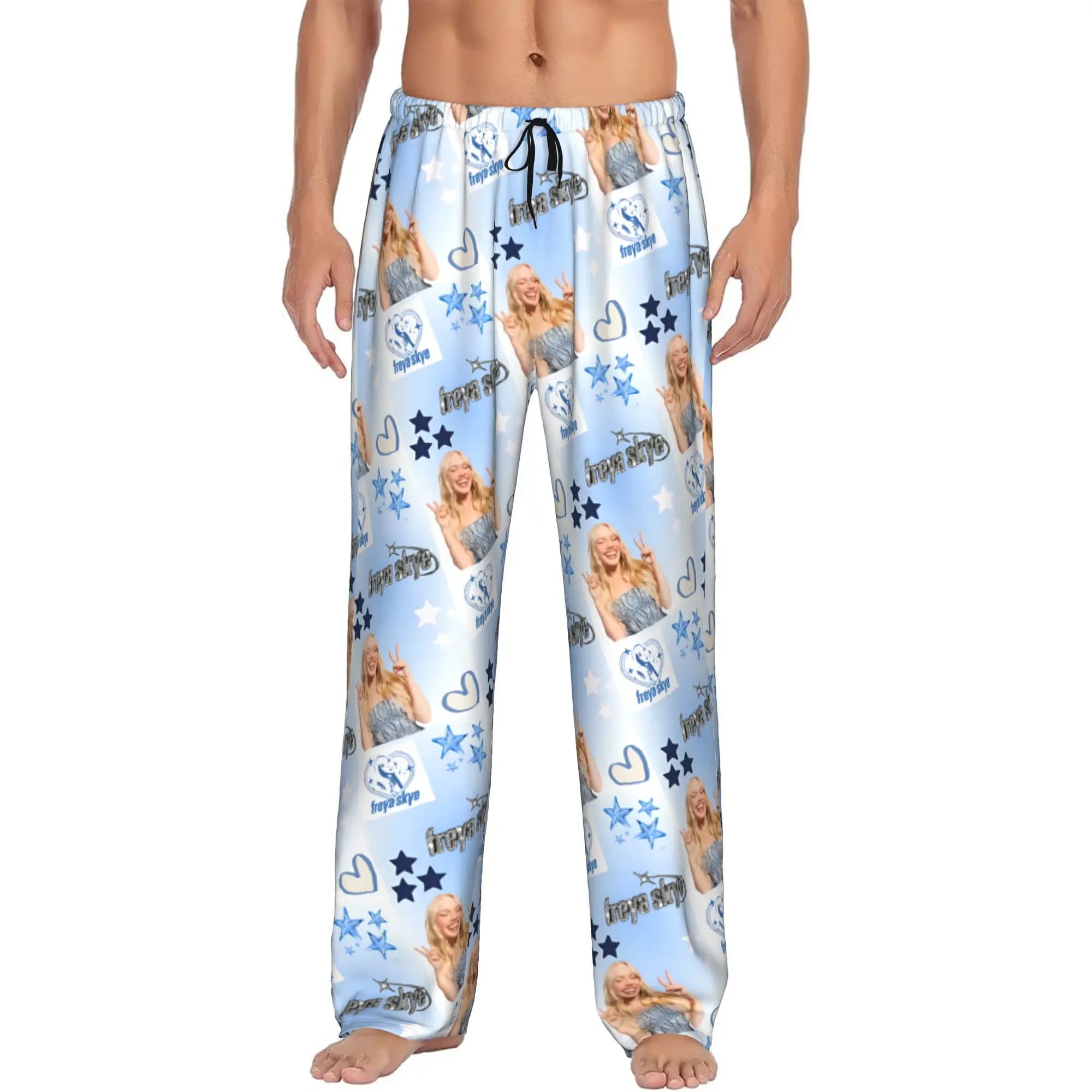 Custom Men's F-Freya Skye Singer Star Pajama Pants Print Sleep Sleepwear Bottoms with Pockets