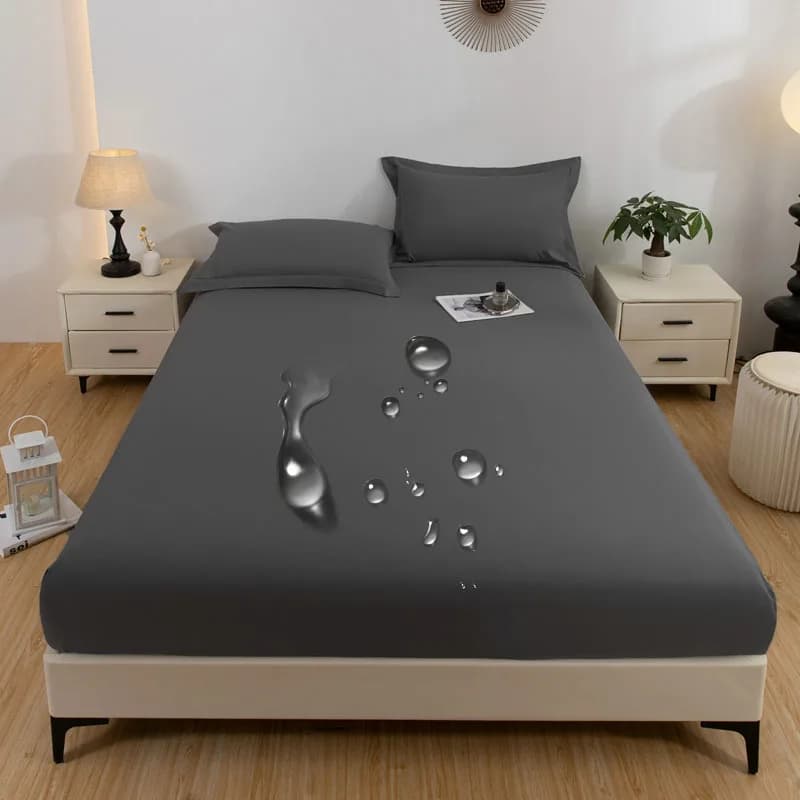 1PC Waterproof Soft Skin Frosting Solid Color Dust Cover Dust Cover Bed Sheet (Feder for pillow and pillow core not included)