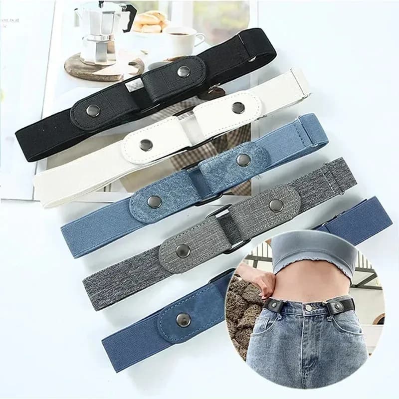 Adjustable Elastic Belt in Canvas Belts Buckle Straps for Women Men Jean Pants Buckleless Dress Easy to wear