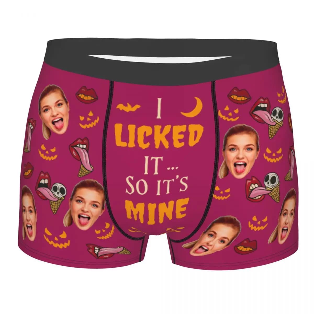 Foto personalizzata per il viso Intimo personalizzato per Halloween Boxer da uomo Pantaloncini Mutandine Mutande per il marito Regalo di San Valentino