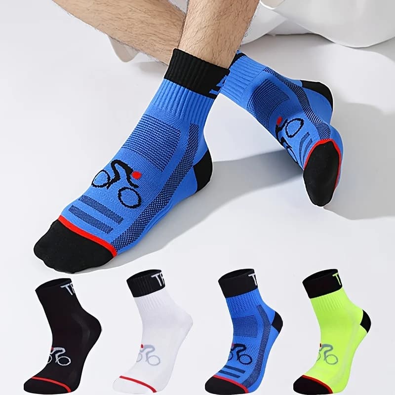 Calzini da ciclismo professionali Traspiranti che assorbono il sudore Calzini da corsa per maratona antiurto Calzini sportivi da calcio da uomo elastici ad asciugatura rapida