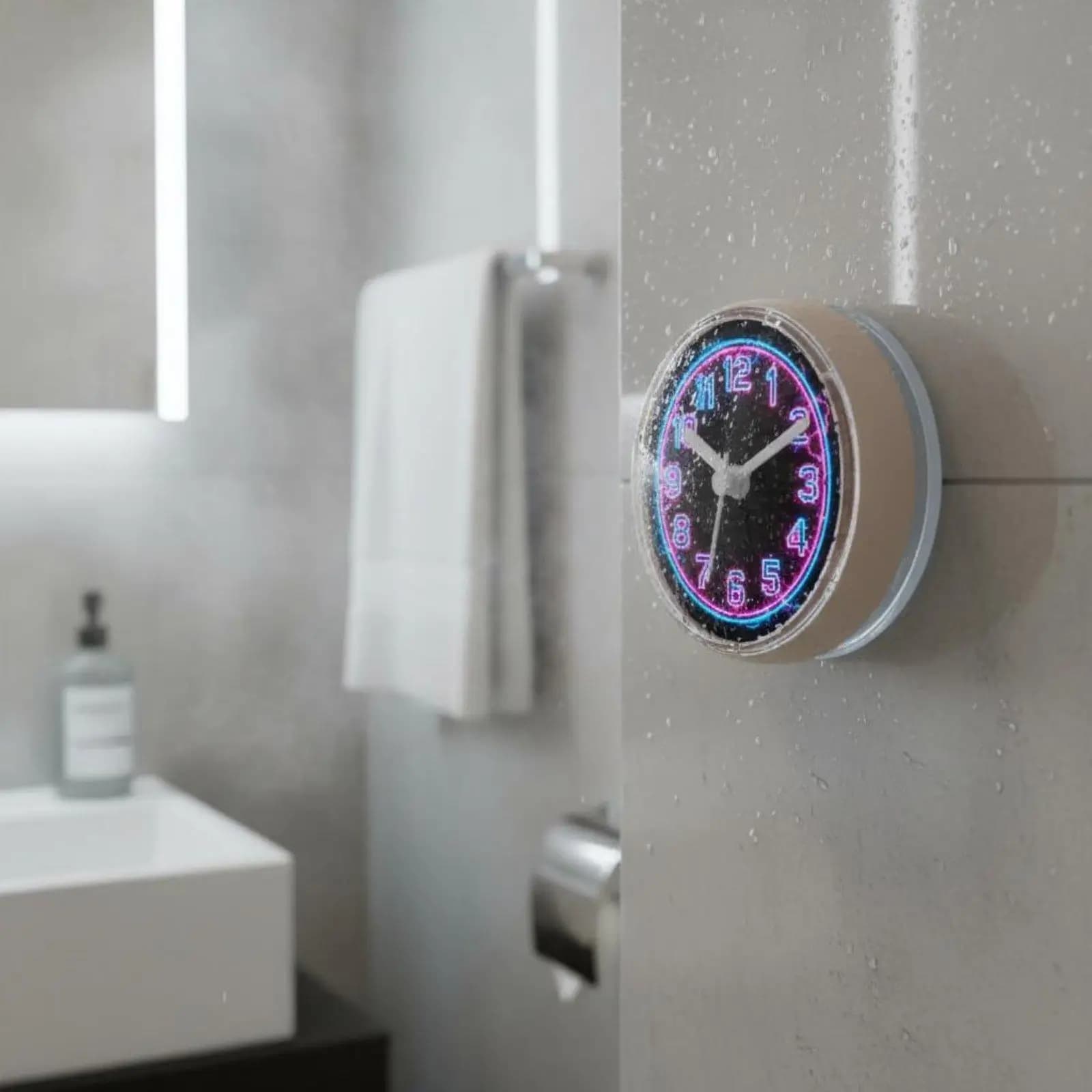 Waterproof Wall Clock Compact Analog Mini Clock Waterproof Bathroom Clock for Humid Areas and Shower