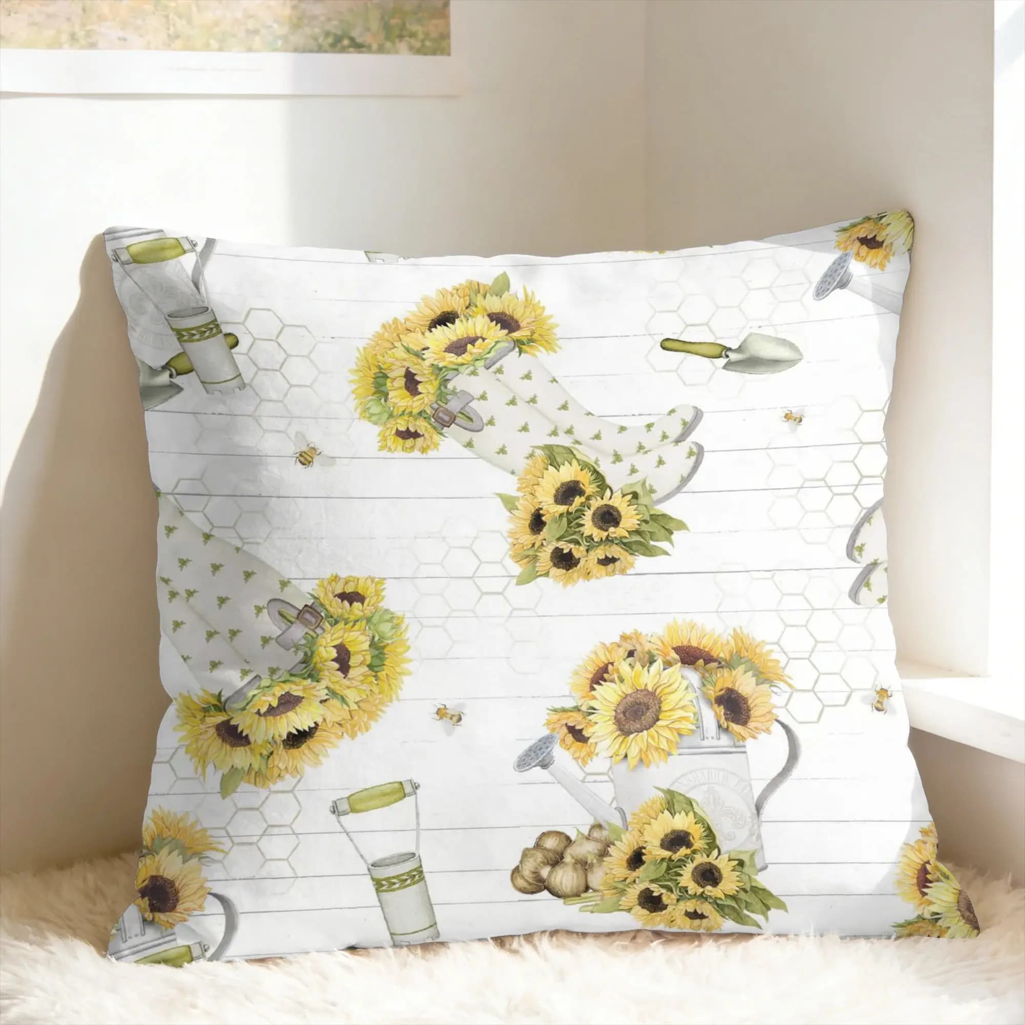 Rural flowers Pillowcases sunflower Fashion Pillow Case For Sofa Home Decor Comfy Pillow Cover