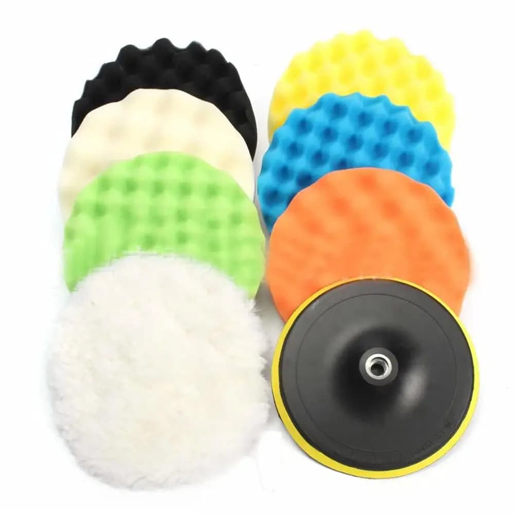 5 inch car polishing disc set 125mm sponge polishing sponge for wax polishing pad for wheels in wool for car polishing drill adapter
